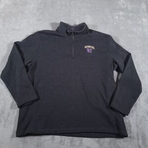 Champion Elite Sweater Mens XXL Washington Huskies 1/4 Zip Ribbed Pullover